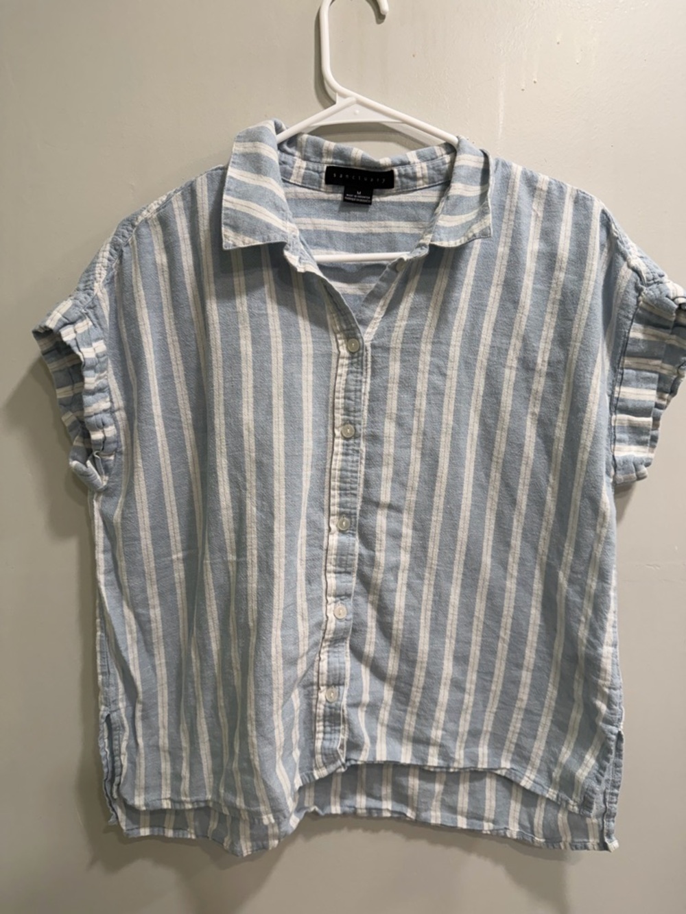 Sanctuary Light Blue and White Striped Button-Up Top